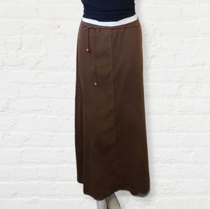 Pelican Cove vintage suede brown boho maxi skirt size 6-8 modern